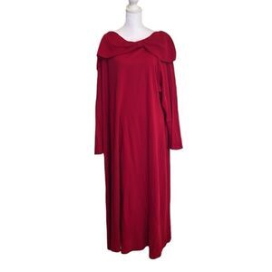 Lennie for Nina Leonard size 3X shawl collar LS red maxi sweater dress EUC
